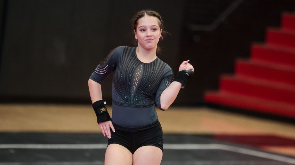 Lawrence, Free State FireLions Gymnastics at Sunflower League championship meet-122