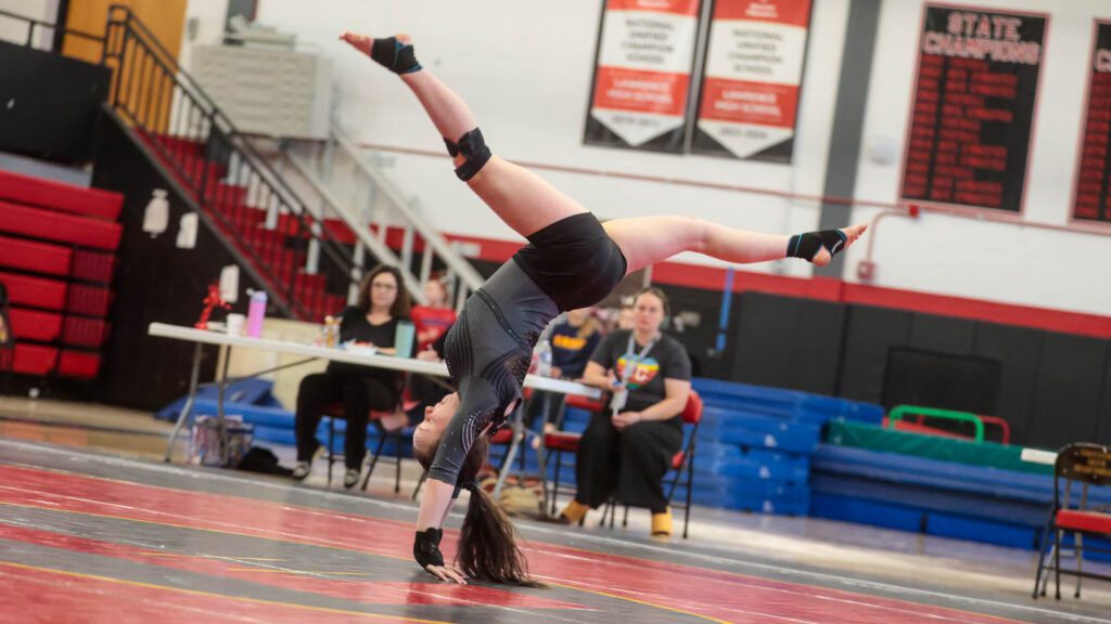 Lawrence, Free State FireLions Gymnastics at Sunflower League championship meet-131