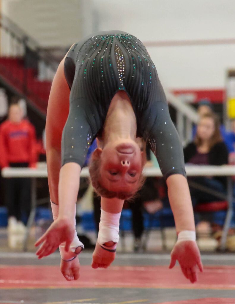 Lawrence, Free State FireLions Gymnastics at Sunflower League championship meet-145