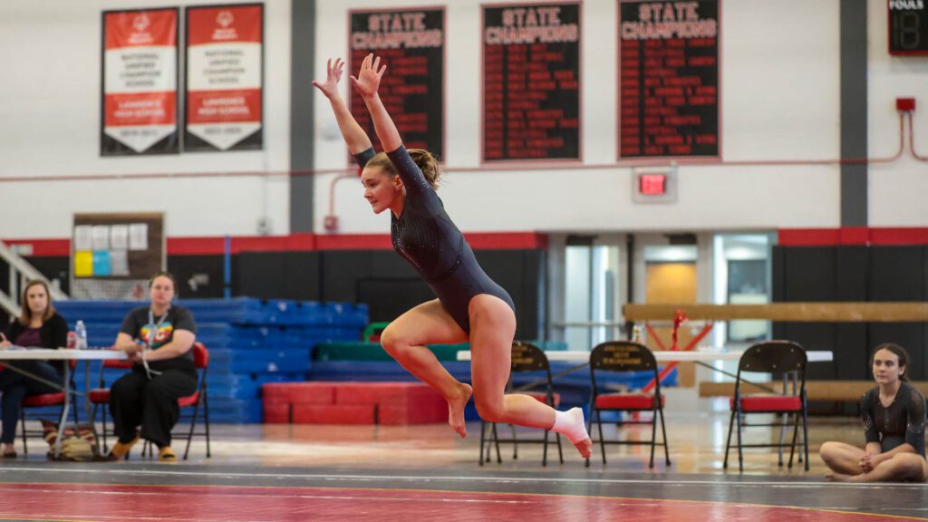 Lawrence, Free State FireLions Gymnastics at Sunflower League championship meet-149
