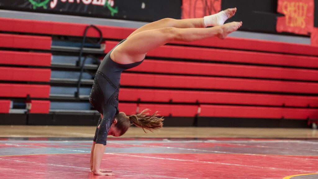 Lawrence, Free State FireLions Gymnastics at Sunflower League championship meet-152