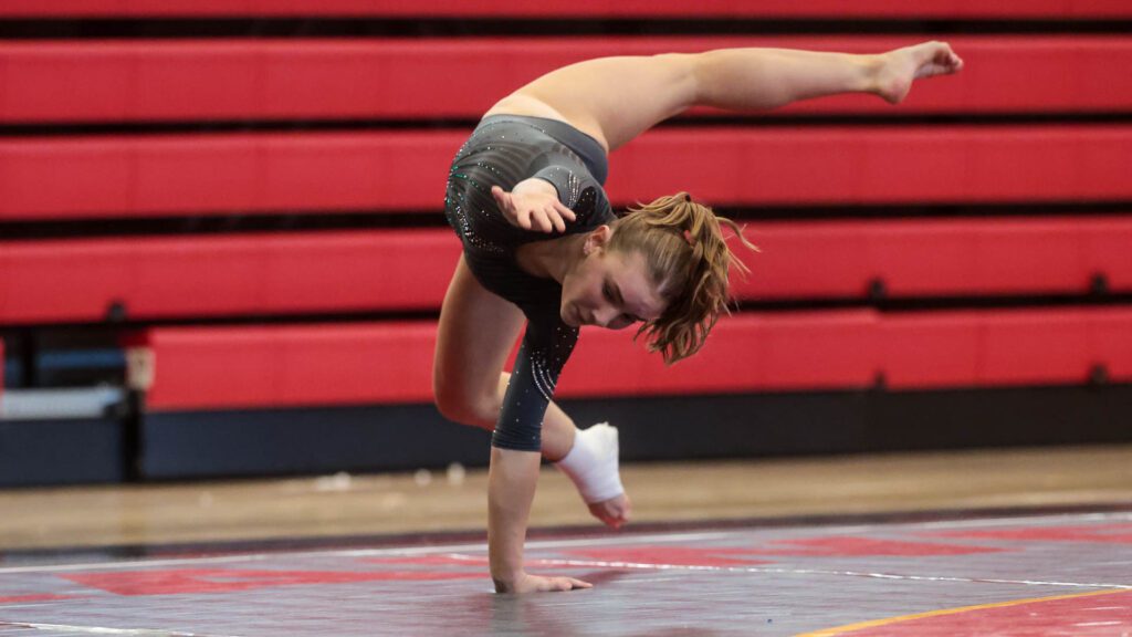 Lawrence, Free State FireLions Gymnastics at Sunflower League championship meet-160