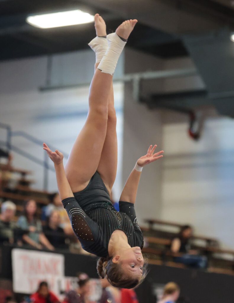 Lawrence, Free State FireLions Gymnastics at Sunflower League championship meet-70