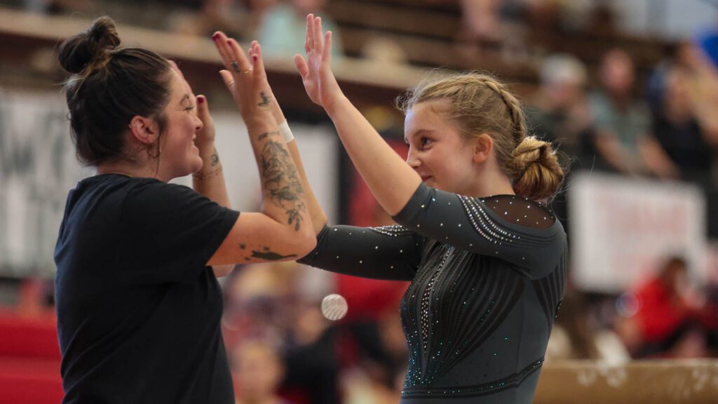 Lawrence, Free State FireLions Gymnastics at Sunflower League championship meet-73