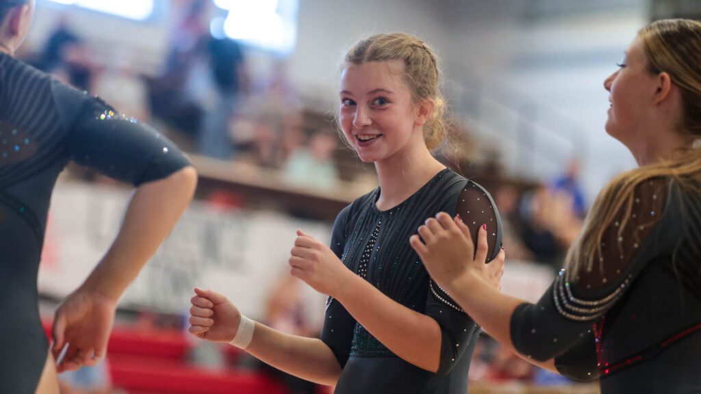 Lawrence, Free State FireLions Gymnastics at Sunflower League championship meet-76