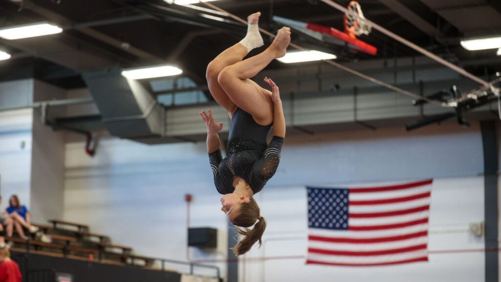 Lawrence, Free State FireLions Gymnastics at Sunflower League championship meet-86