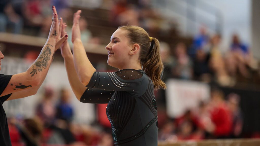 Lawrence, Free State FireLions Gymnastics at Sunflower League championship meet-89