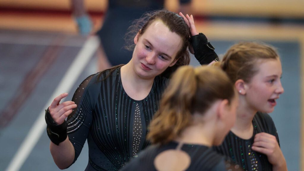 Lawrence, Free State FireLions Gymnastics at Sunflower League championship meet-96