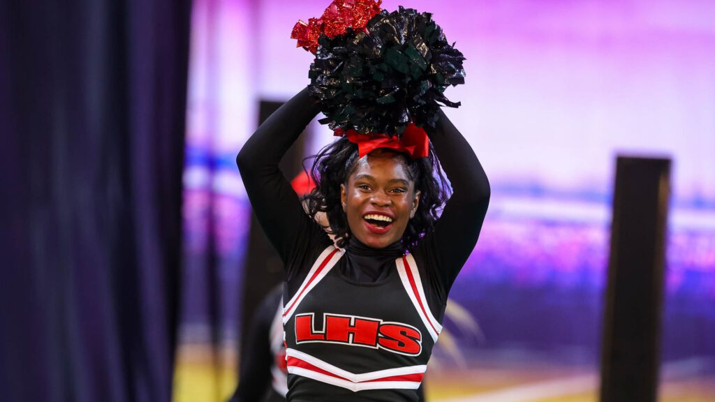 Lawrence High cheer at Gameday Showcase-14